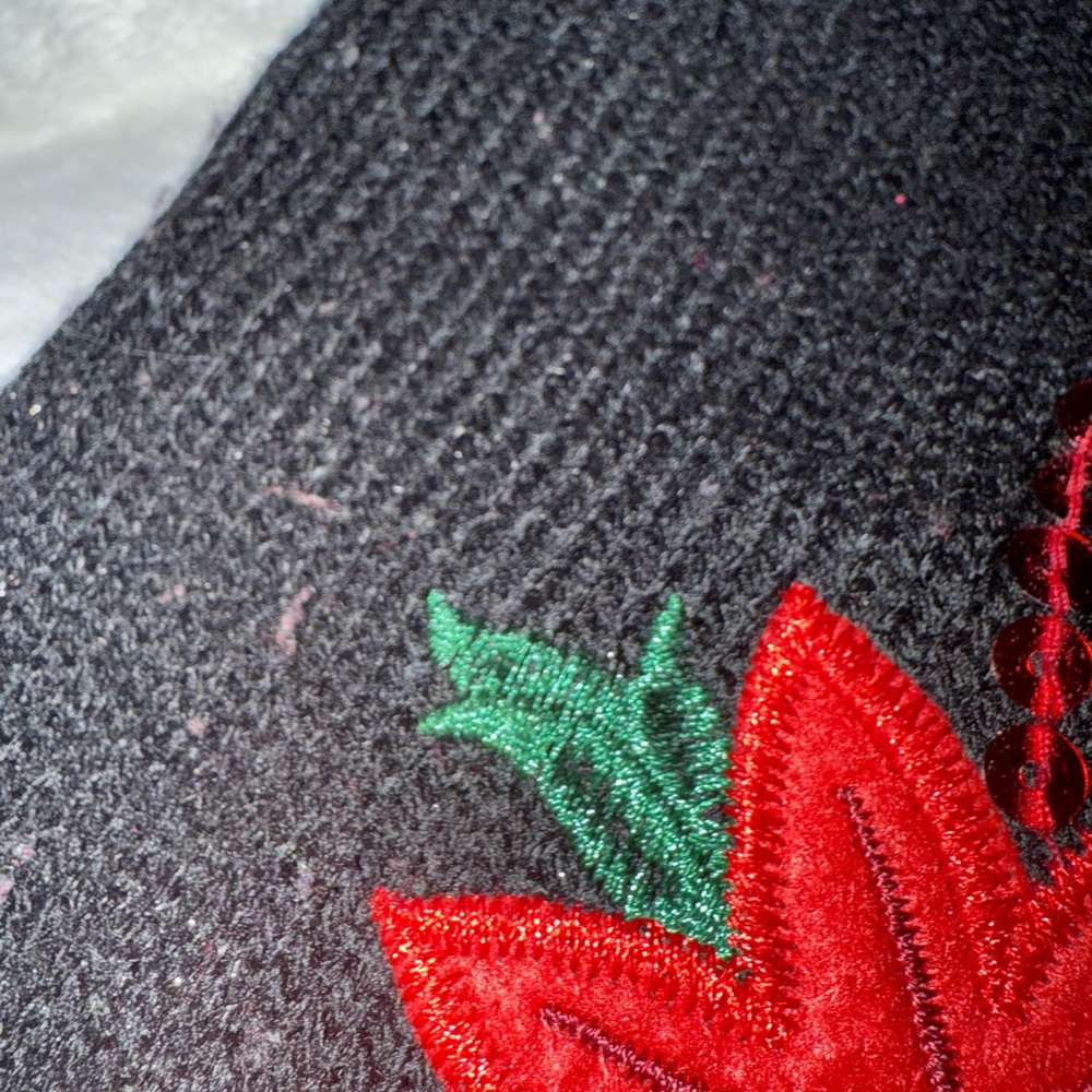 Susan Bristol Black Cardigan with Red Floral and Cardinal Design - Picture 4 of 7